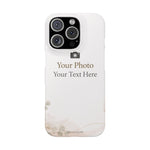 Personalized Slim Phone Case, Custom Photo & Text Minimal Floral Design - iPhone 16 Pro - Shamo's