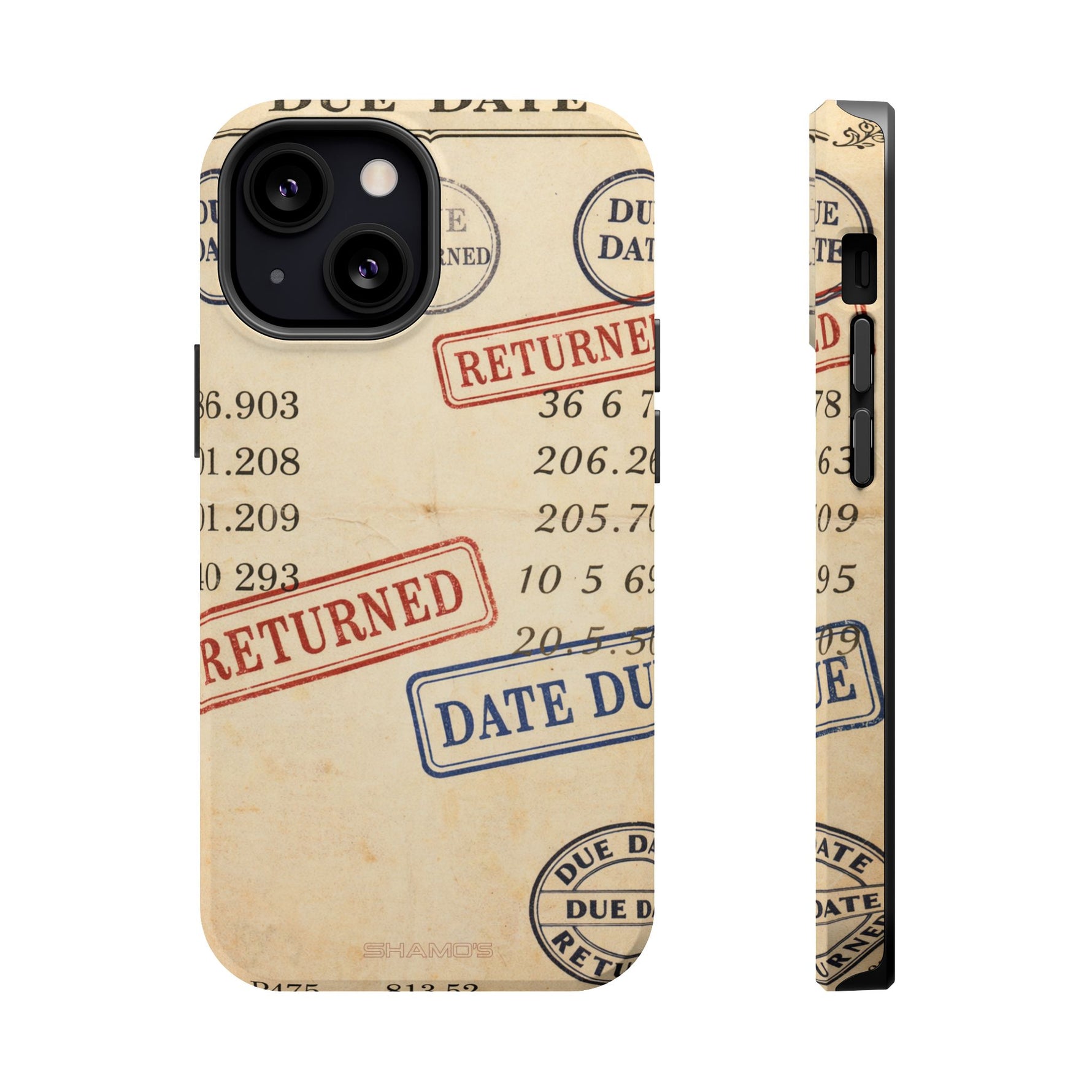 Vintage Library Card Design Phone Case with MagSafe Compatibility