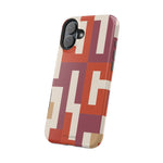 Retro Geometric Magnetic MagSafe Compatible Impact Phone Case — Bold Red & Terracotta Pattern