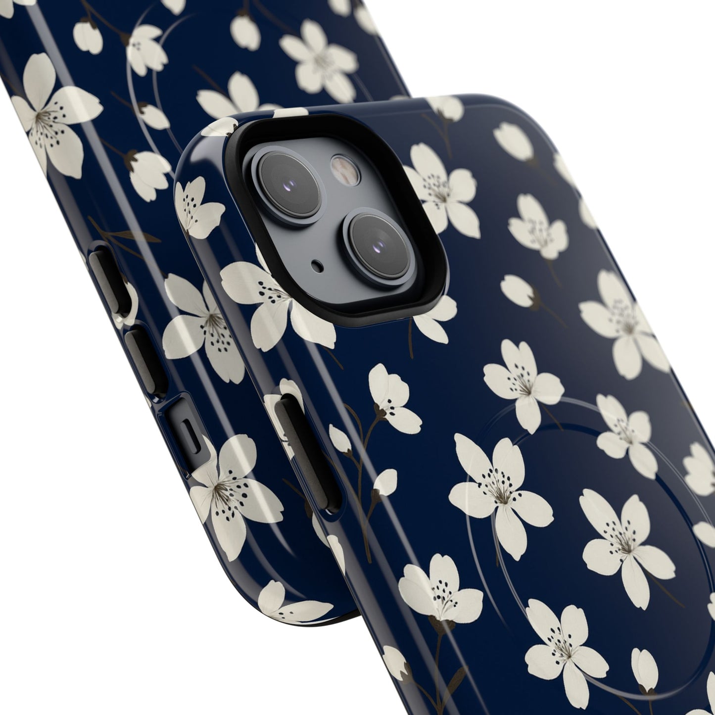 Navy Blossom Floral iPhone Case | MagSafe