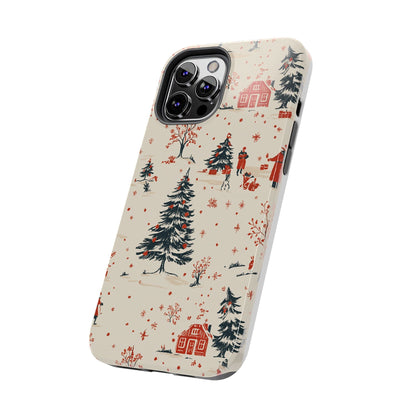 Winter Village Holiday Tough iPhone Case — Vintage Holidays & Snow Scene