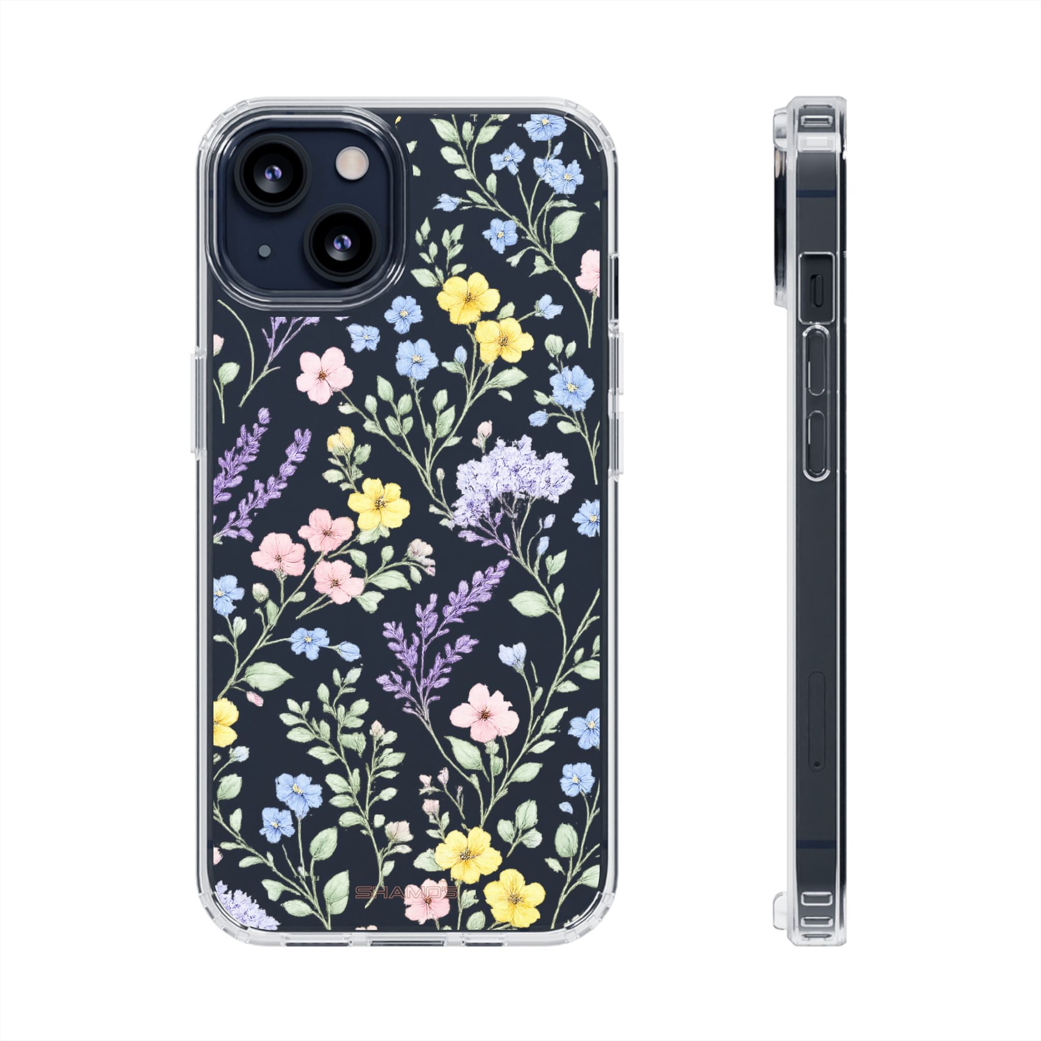 Clear Floral Impact-Resistant Phone Case — Pastel Wildflower Design