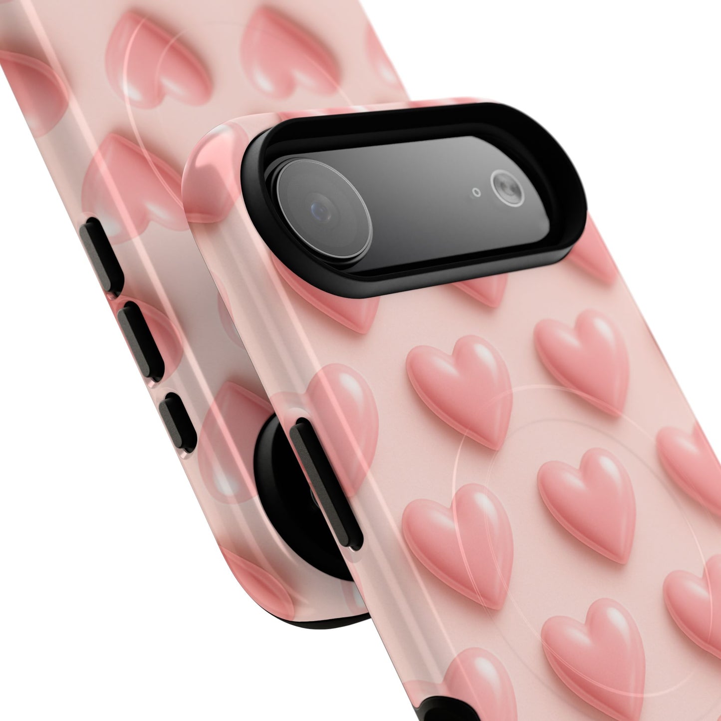Baby Pink Pearl Hearts 3D iPhone Case | MagSafe