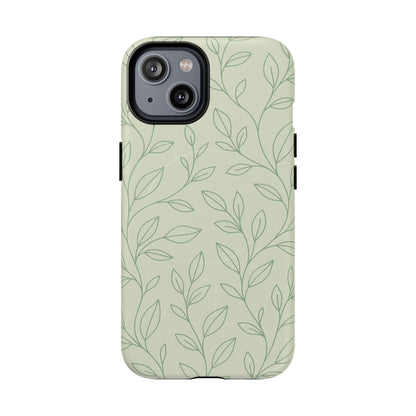 Sage Botanical Leaves Floral iPhone Case | MagSafe