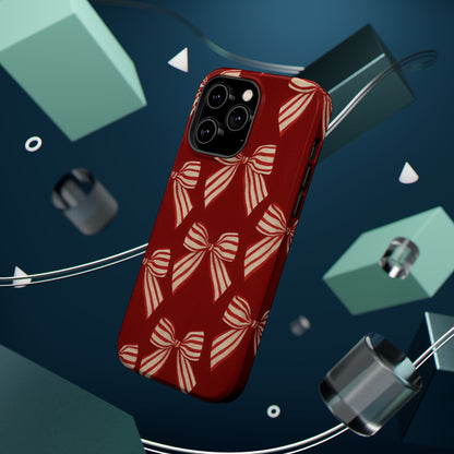 Holiday Red Bow iPhone Case — Impact‑Resistant iPhone Cover with MagSafe compatibility