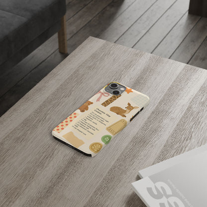 Slim iPhone Case — Cozy Baking & Teddy Pattern (Recipe, Deer, Buttons)