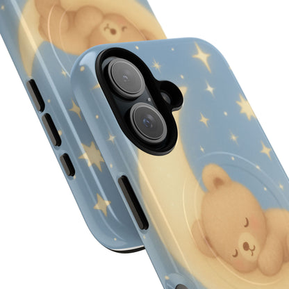 Sleepy Teddy Bear & Stars iPhone Case with MagSafe
