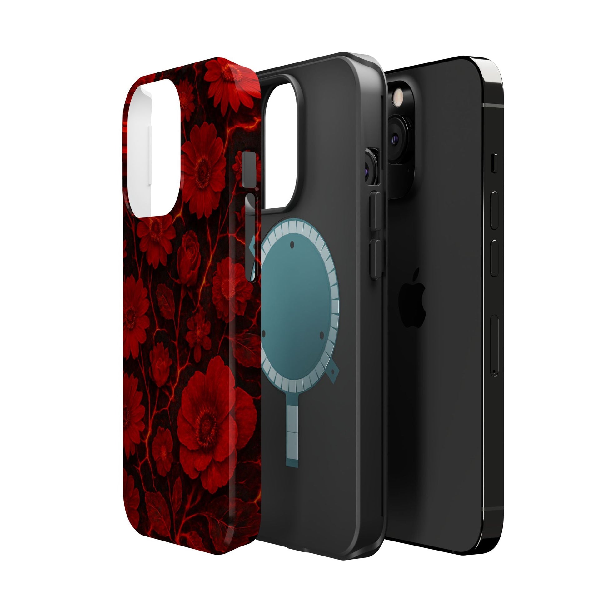 Melted Lava Dark Red Floral iPhone Case — MagSafe Compatible  Shamo's