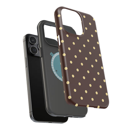 Polka Dot iPhone Case — Brown & Cream Protective Cover with MagSafe compatibility
