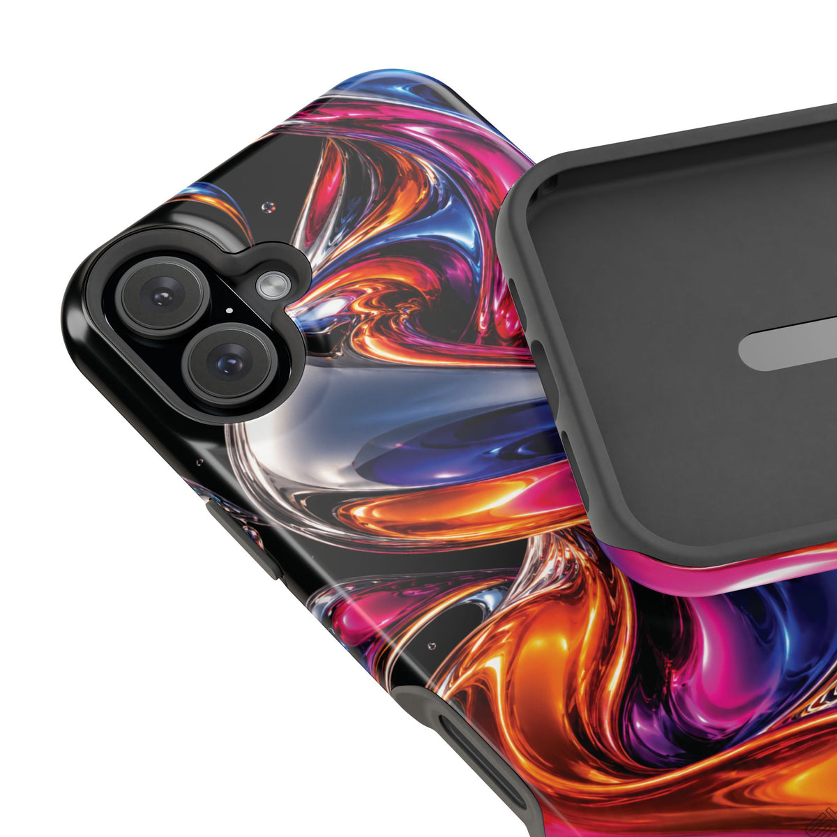 Liquid Aurora MagSafe Phone Case – Colorful Chrome-Effect Swirls | Glossy
