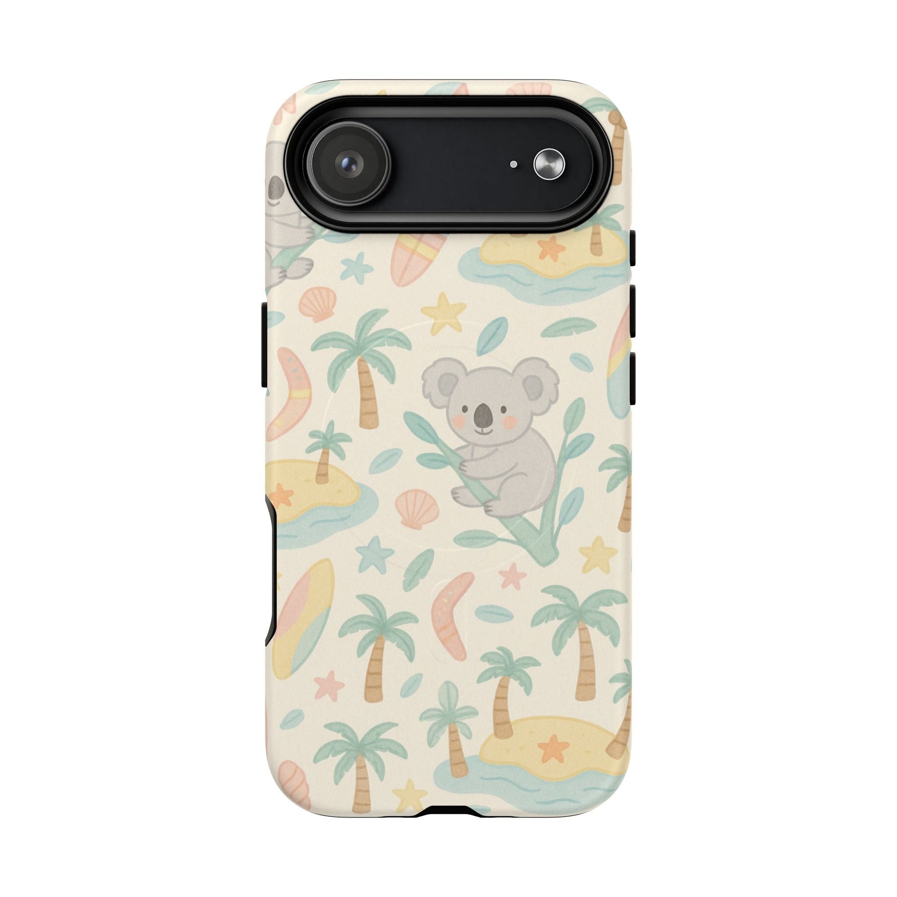 Australia Hand-Drawn Koala Beach iPhone Case — Cute Tropical Palm & Surf Print | with MagSafe  Shamo's iPhone 17 Air / Matte