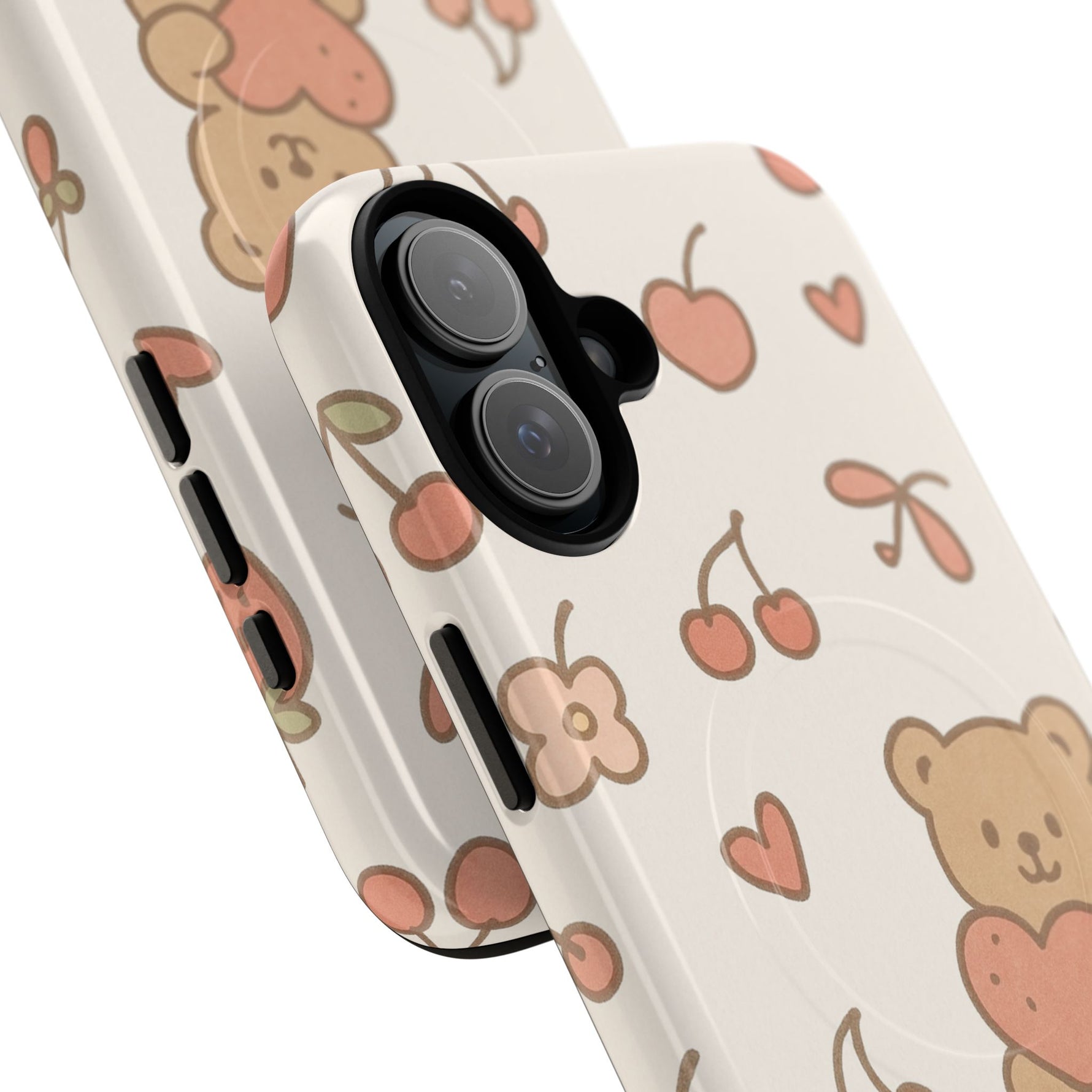 Teddy Berry Cozy Strawberry Pattern iPhone Case with MagSafe