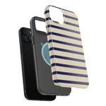 Navy & Cream Ribbed Holiday Sweater Design iPhone Case with MagSafe compatibility  Shamo's
