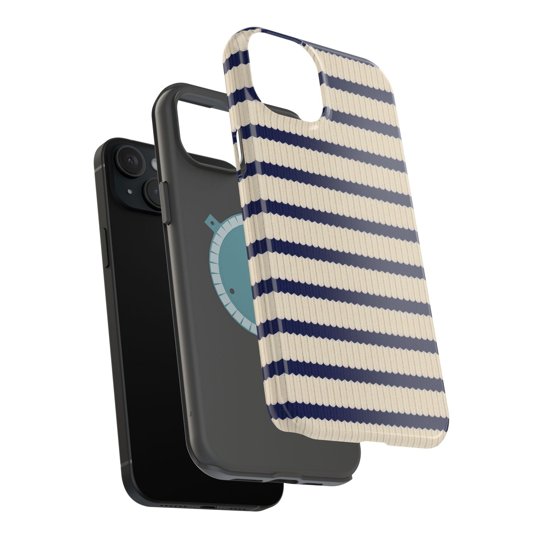 Navy & Cream Ribbed Holiday Sweater Design iPhone Case with MagSafe compatibility  Shamo's