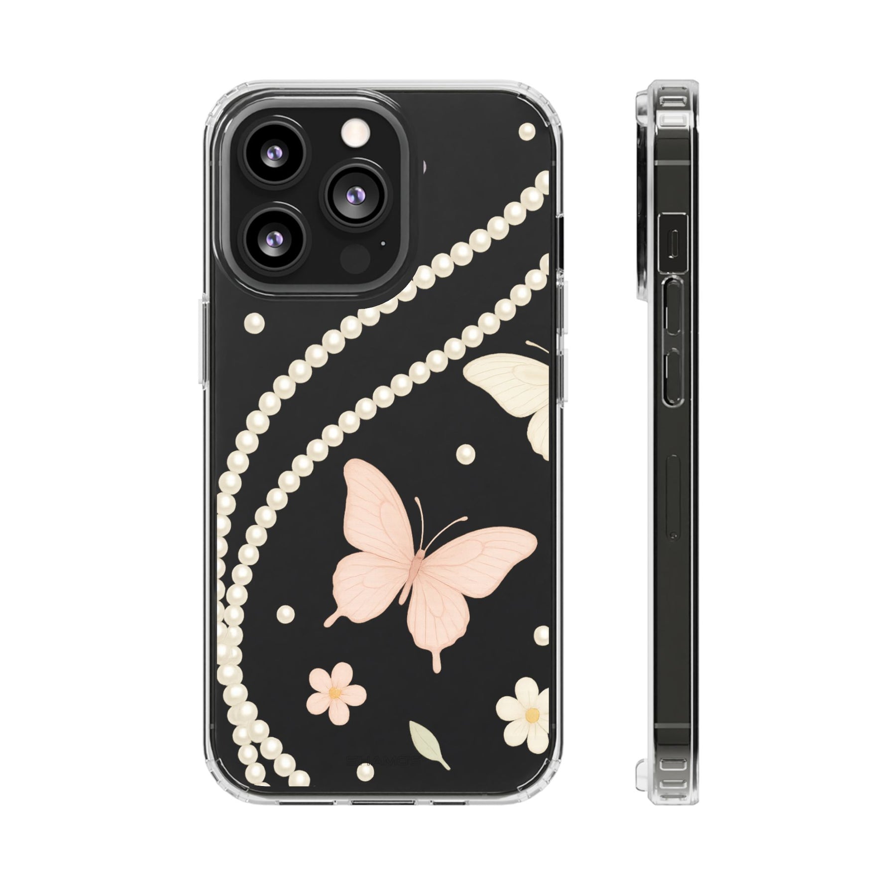 Butterfly Pearl Impact-Resistant Clear iPhone Case - iPhone 13 Pro / Without gift packaging - Shamo's