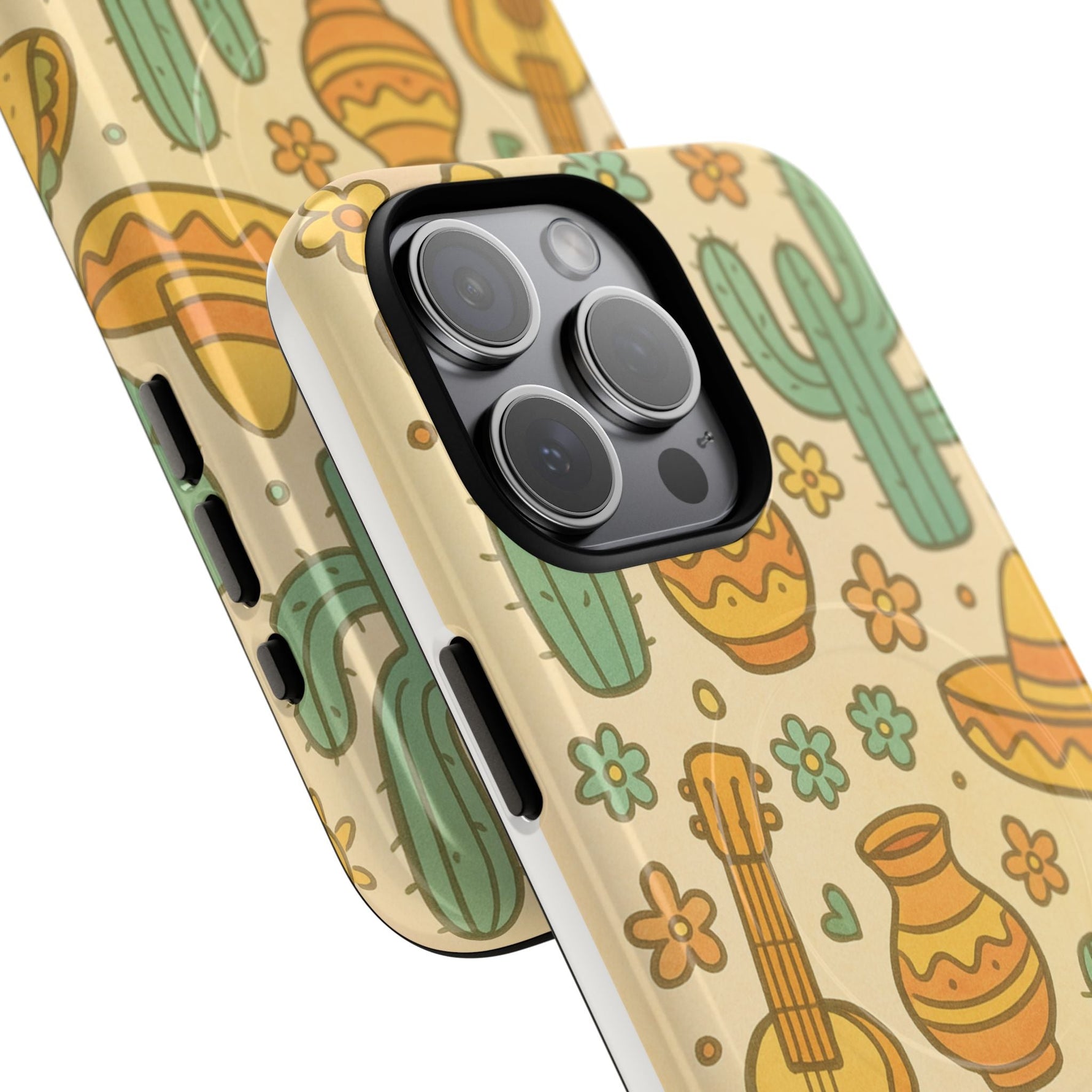 Mexico Hand-Drawn Cactus Pattern iPhone Case – Cute Desert Guitar & Sombrero Design | with MagSafe  Shamo's