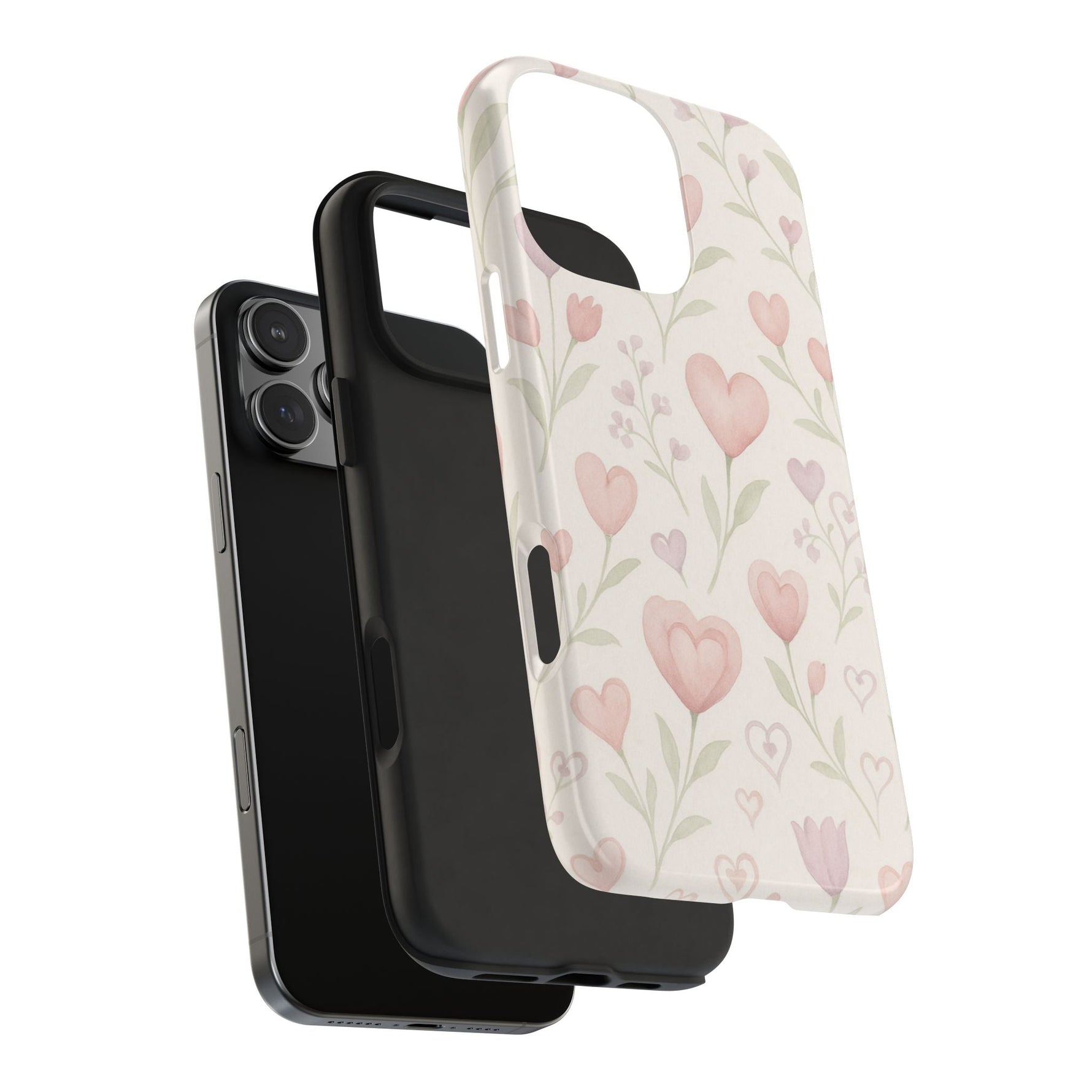 Pink Watercolor Heart Floral Pattern | Tough Impact Phone Case  Shamo's