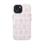 Strawberry Hearts MagSafe Compatible Phone Case | 'Paint it your way' Pink Plaid Impact-Resistant