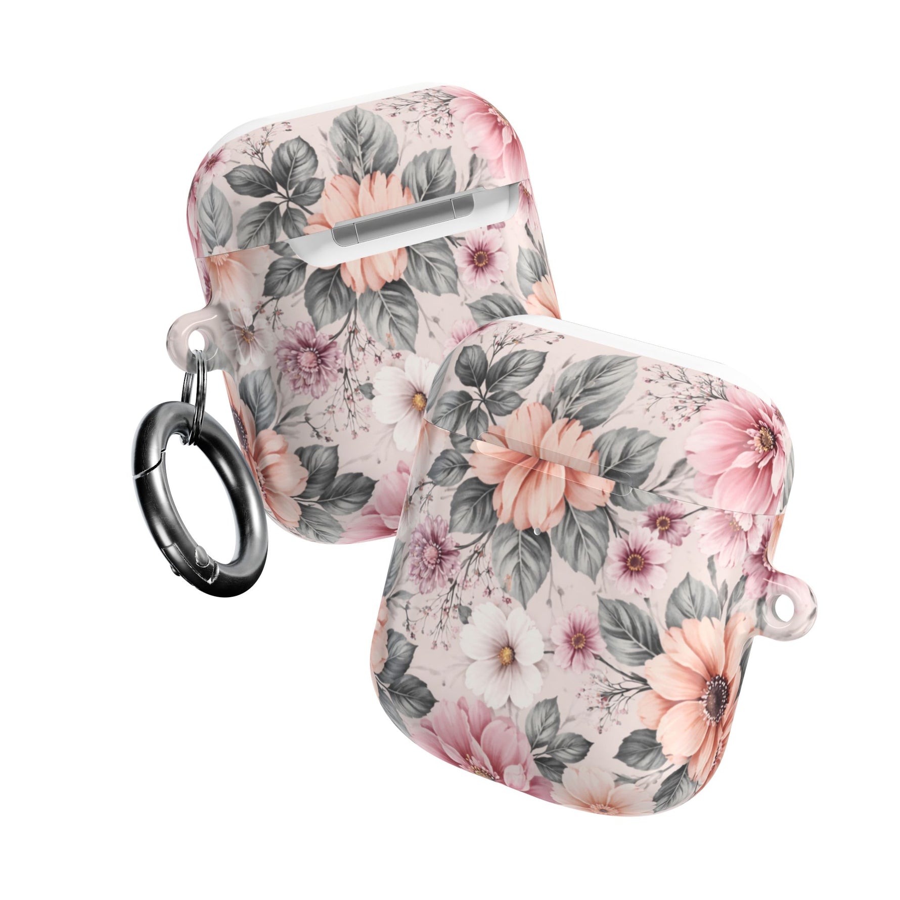 Floral Pink Vintage AirPod Case — Pastel Flower Protective Cover - AirPods Pro Gen 1 / White / Glossy - Shamo's