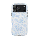 Preppy Look Blue Floral Impact-Resistant Phone Case and MagSafe Compatible