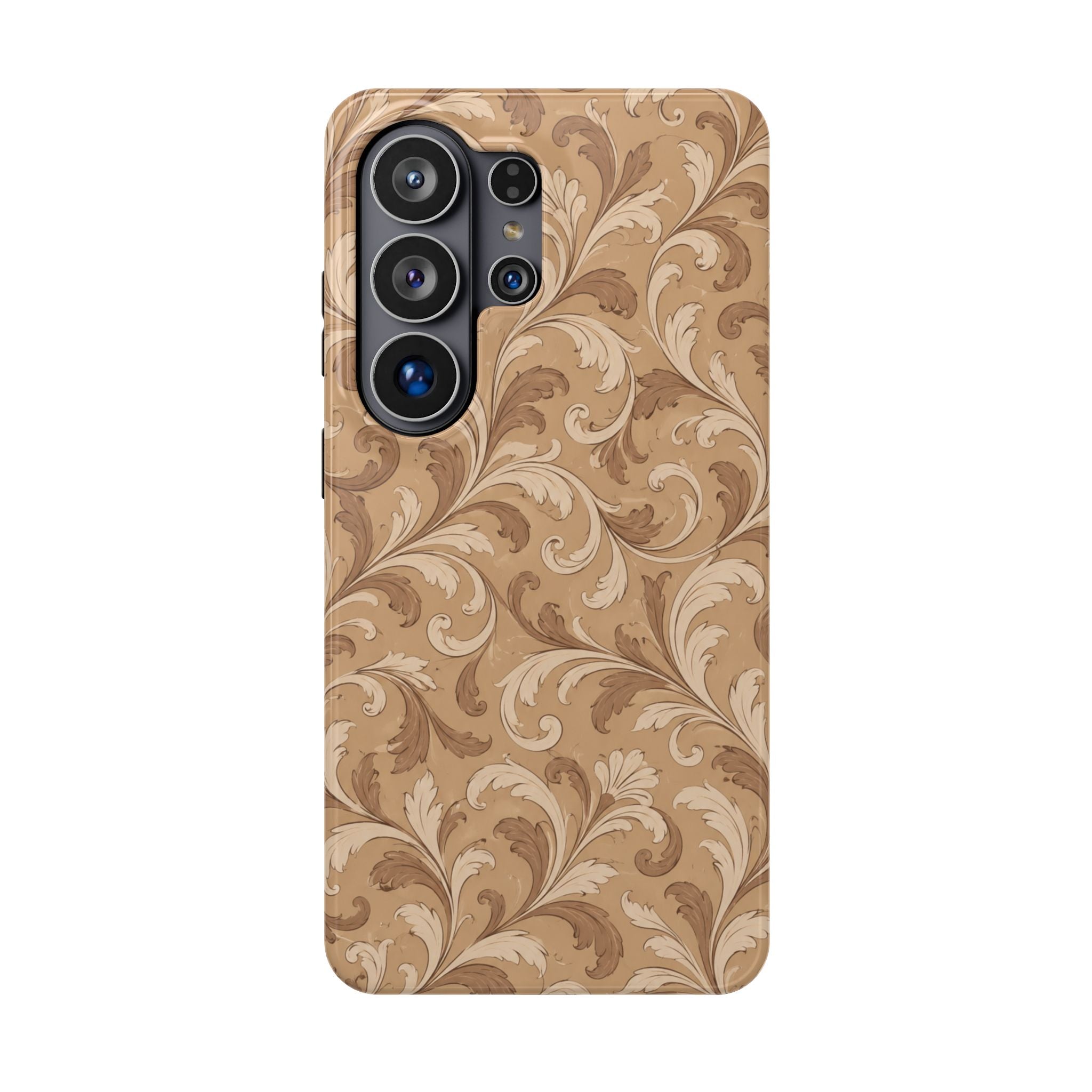 Saddle Scrolls – Tan Western Scrollwork MagSafe Phone Case, glossy Samsung Galaxy S26 Ultra, rear view