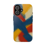 Abstract Brushstroke Tough Phone Case — Colorful Red, Blue & Yellow Protective Cover  Shamo's iPhone 16
