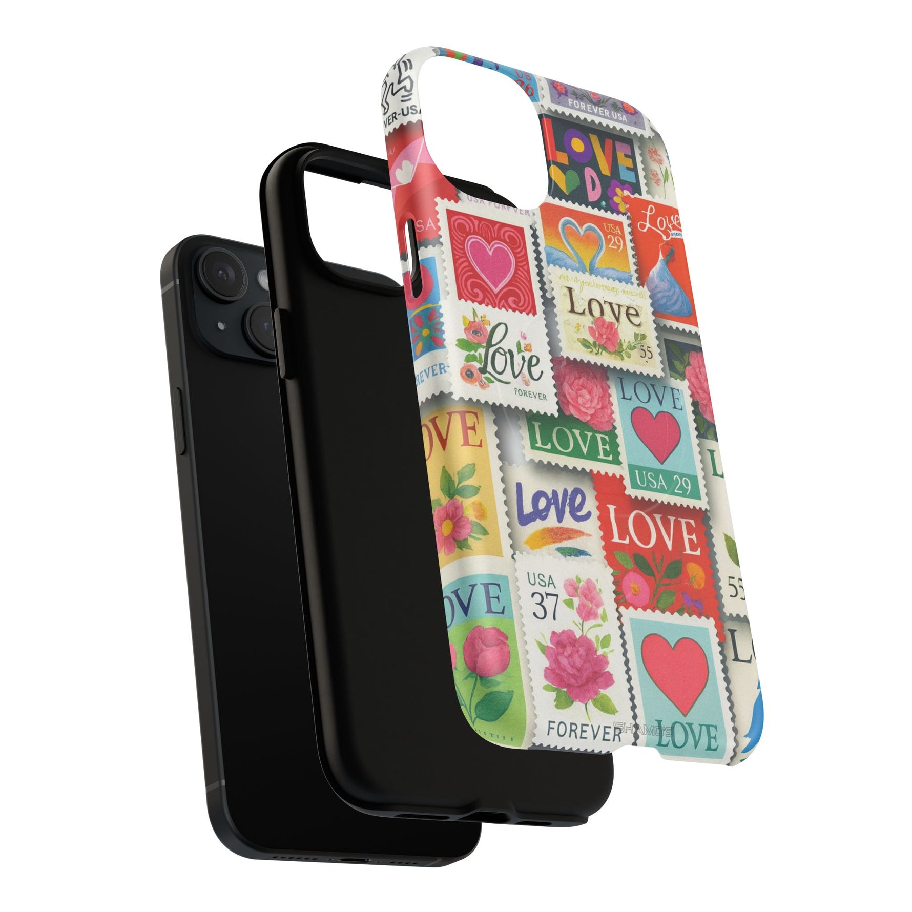 Vintage Romantic Love Stamp iPhone Case | Tough Protection + MagSafe
