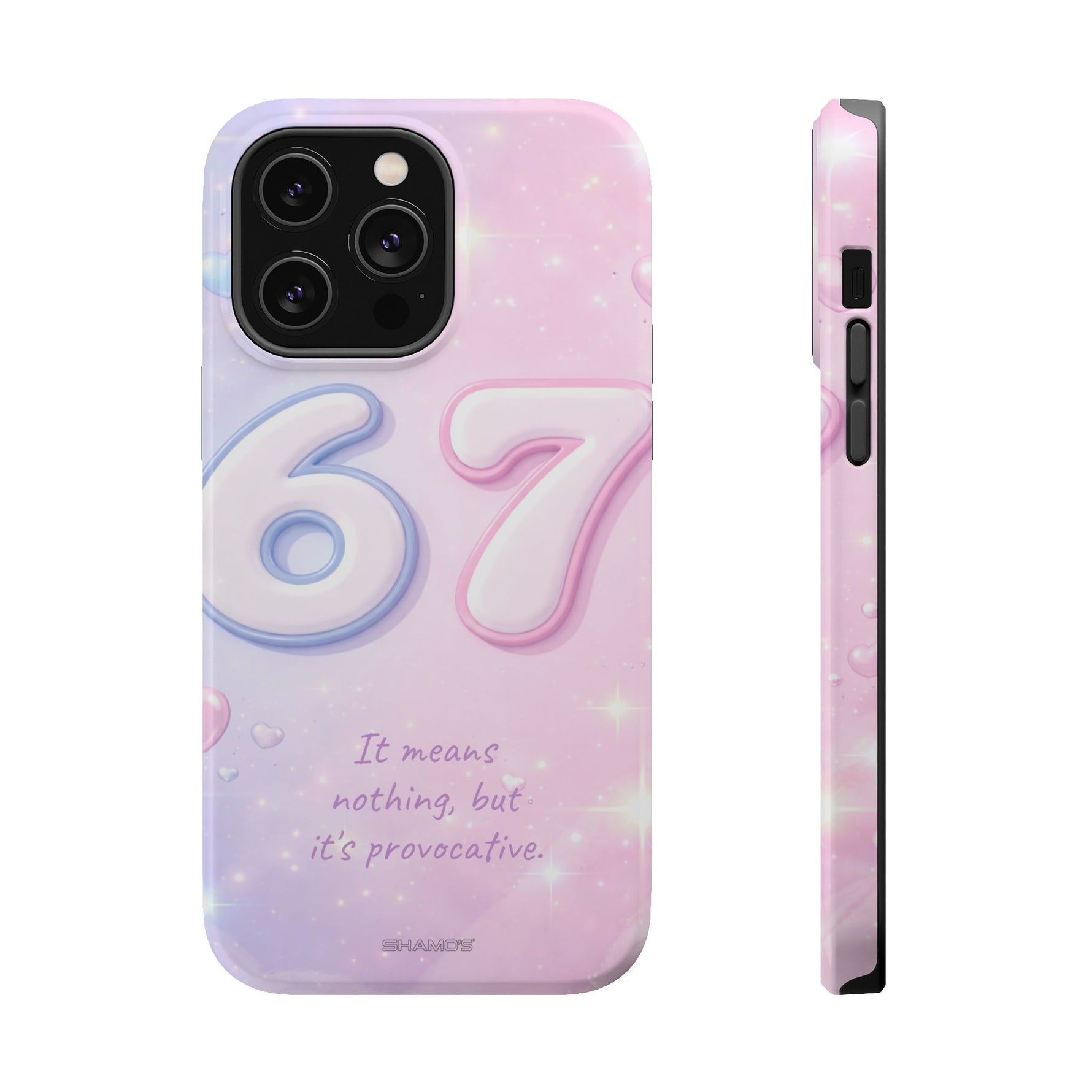 6 7 Viral TikTok Trend Pastel Aesthetic Magnetic Impact-Resistant iPhone Case, Personalizable Text and MagSafe Compatible