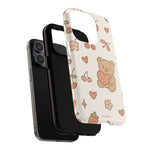 Teddy Berry Cozy Strawberry Pattern iPhone Case with MagSafe