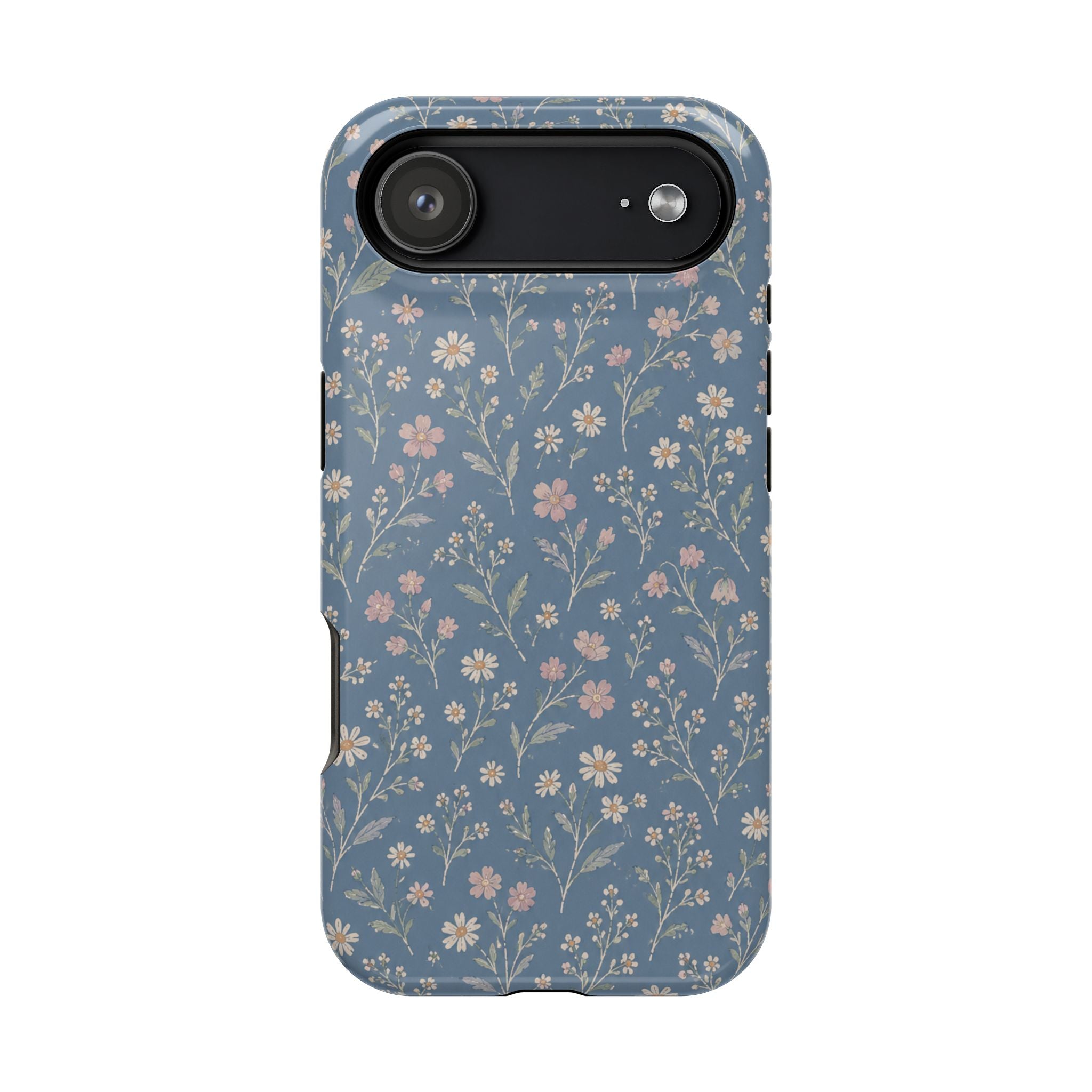 Denim Wildflowers MagSafe Phone Case, glossy iPhone 17 Air, rear view