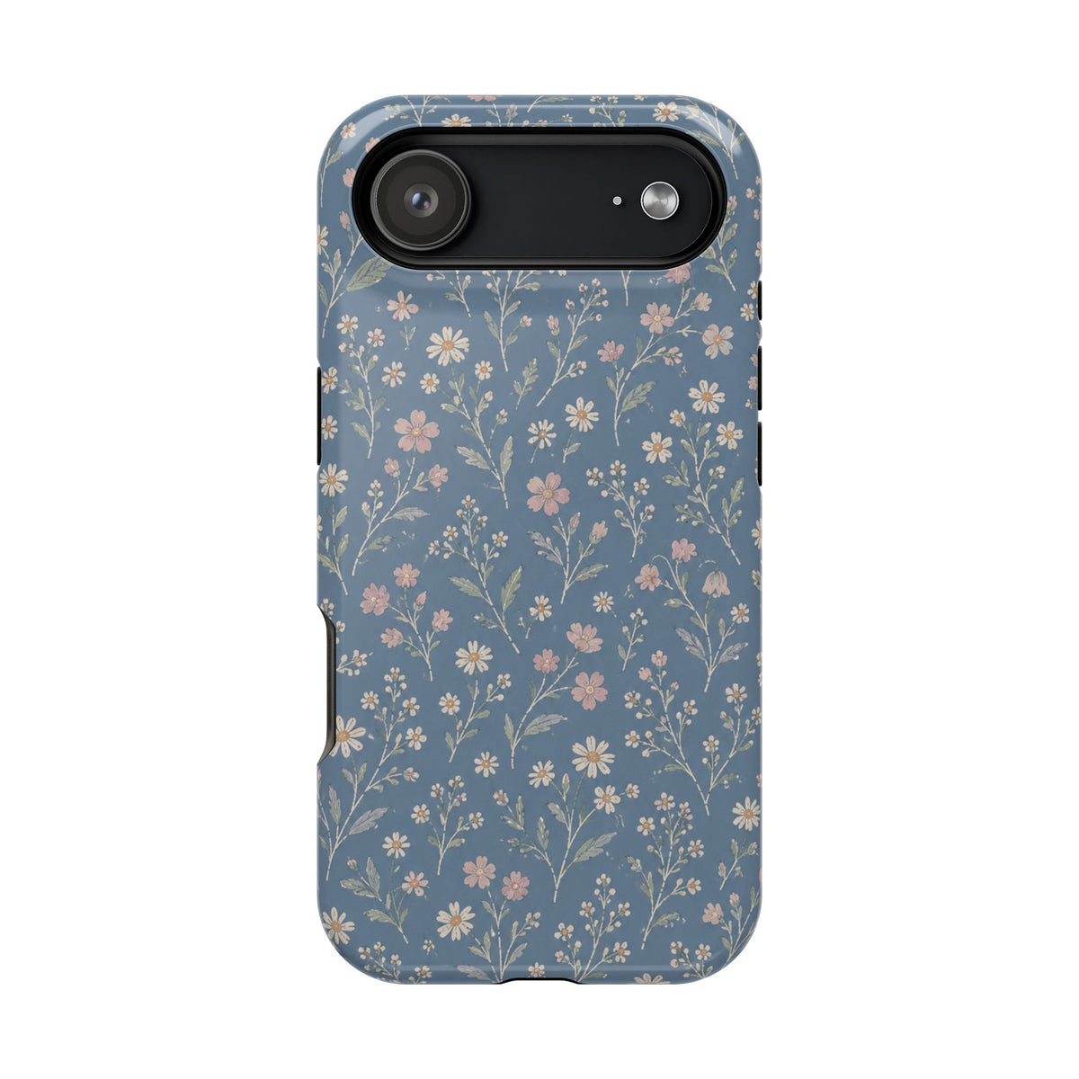 Denim Wildflowers MagSafe Phone Case, glossy iPhone 17 Air, rear view