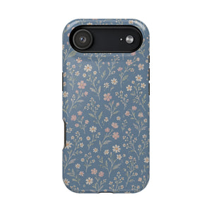 Denim Wildflowers MagSafe Phone Case, glossy iPhone 17 Air, rear view