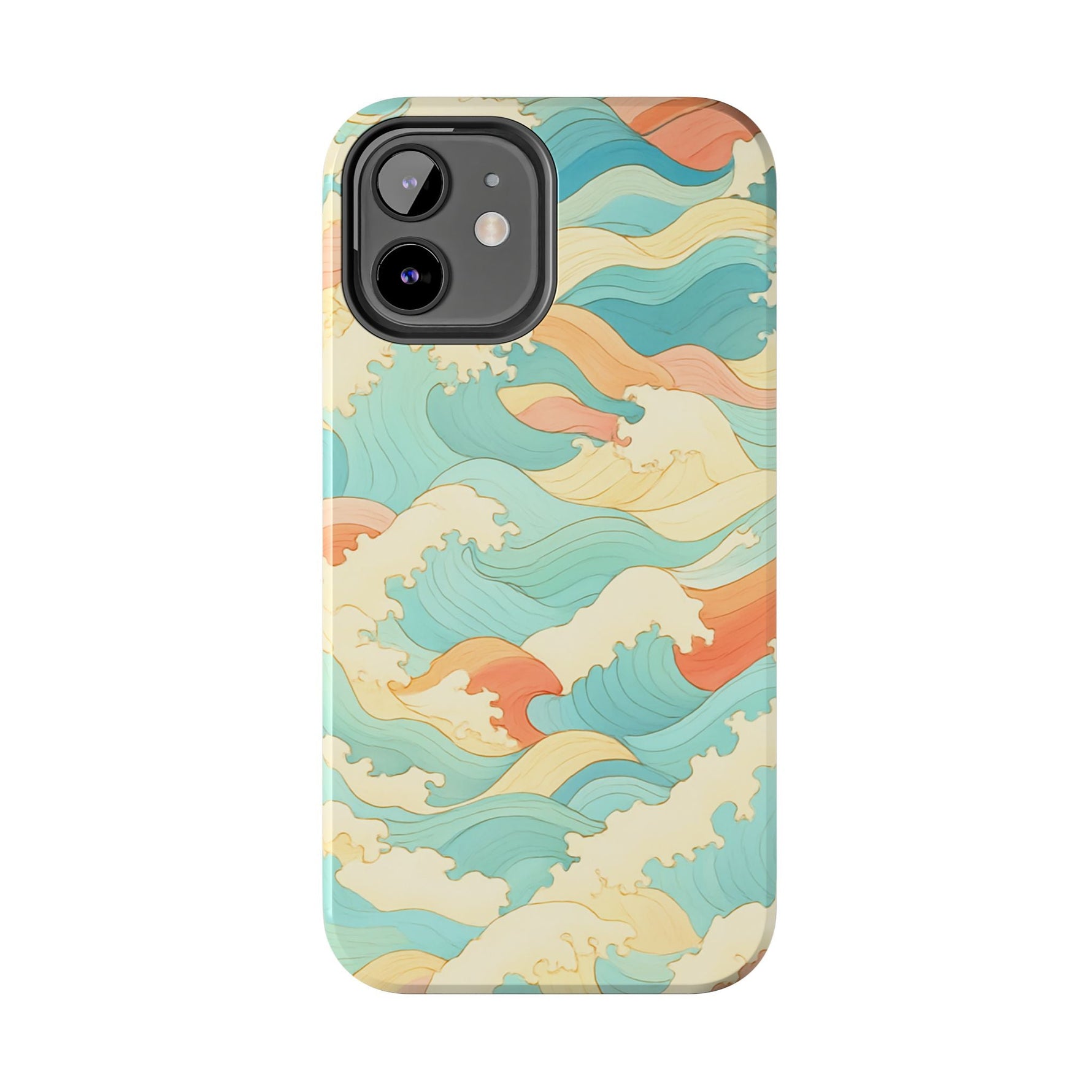Ocean Wave Tough Phone Case — Pastel Retro Surf Pattern  Shamo's