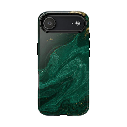 Emerald Marble with Gold Veins iPhone Case | with MagSafe  Shamo's iPhone 17 Air / Glossy