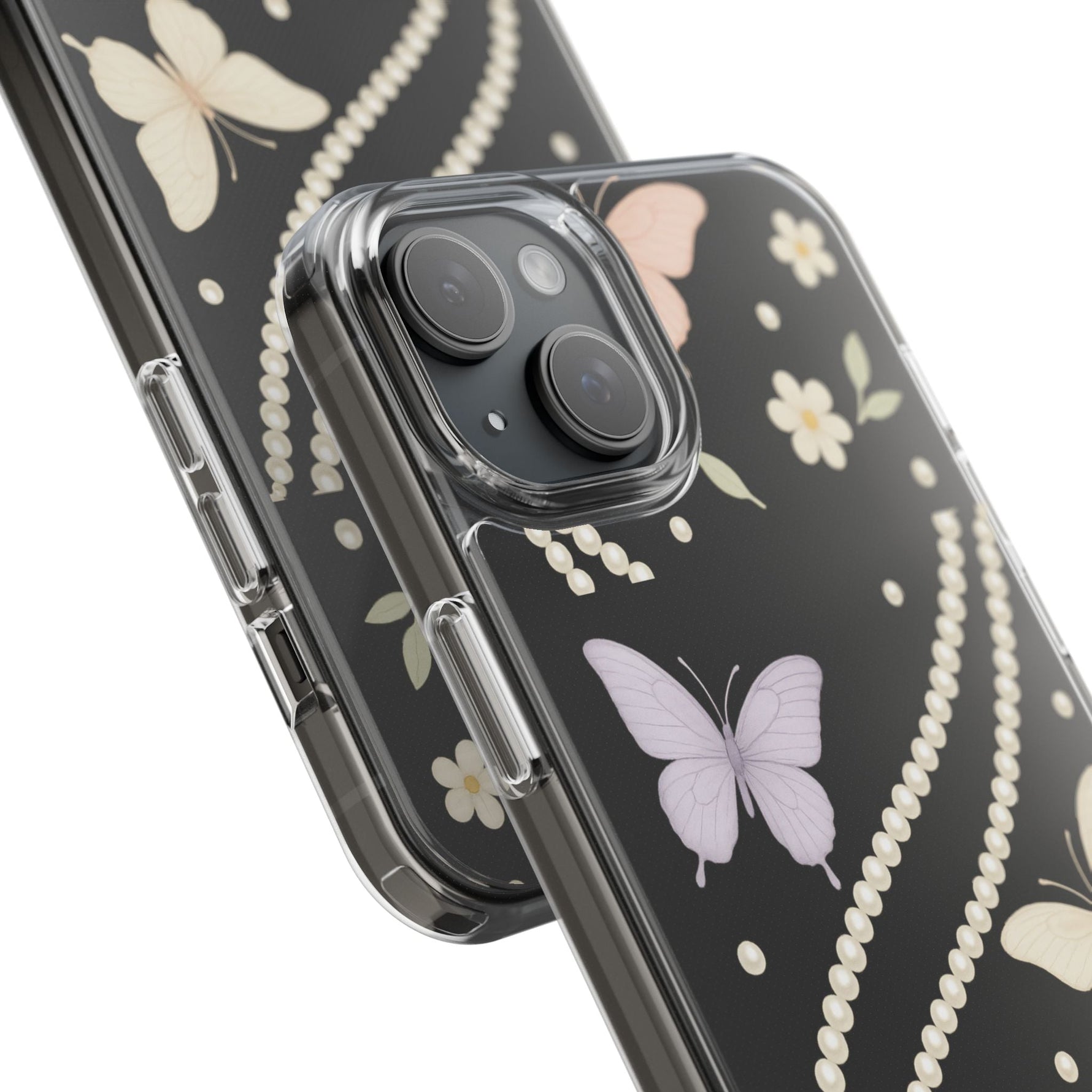 Butterfly Pearl Impact-Resistant Clear iPhone Case  Shamo's