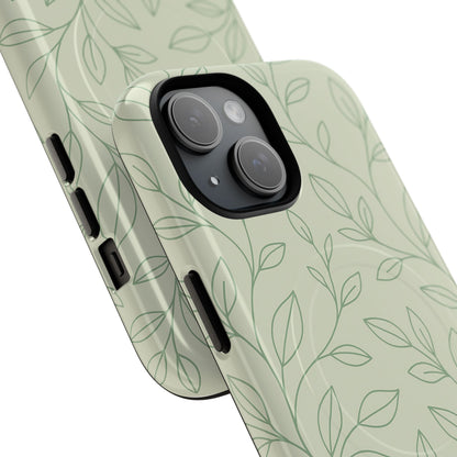 Sage Botanical Leaves Floral iPhone Case | MagSafe