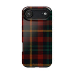 Funda para iPhone resistente a impactos con diseño de cuadros escoceses rojos y verdes con MagSafe