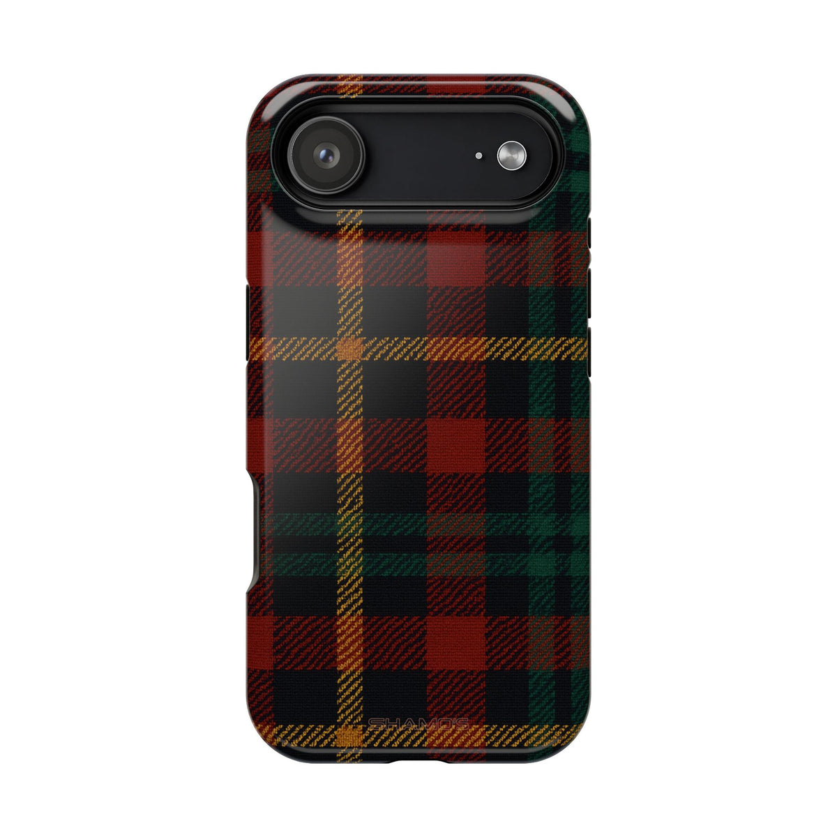 Funda para iPhone resistente a impactos con diseño de cuadros escoceses rojos y verdes con MagSafe