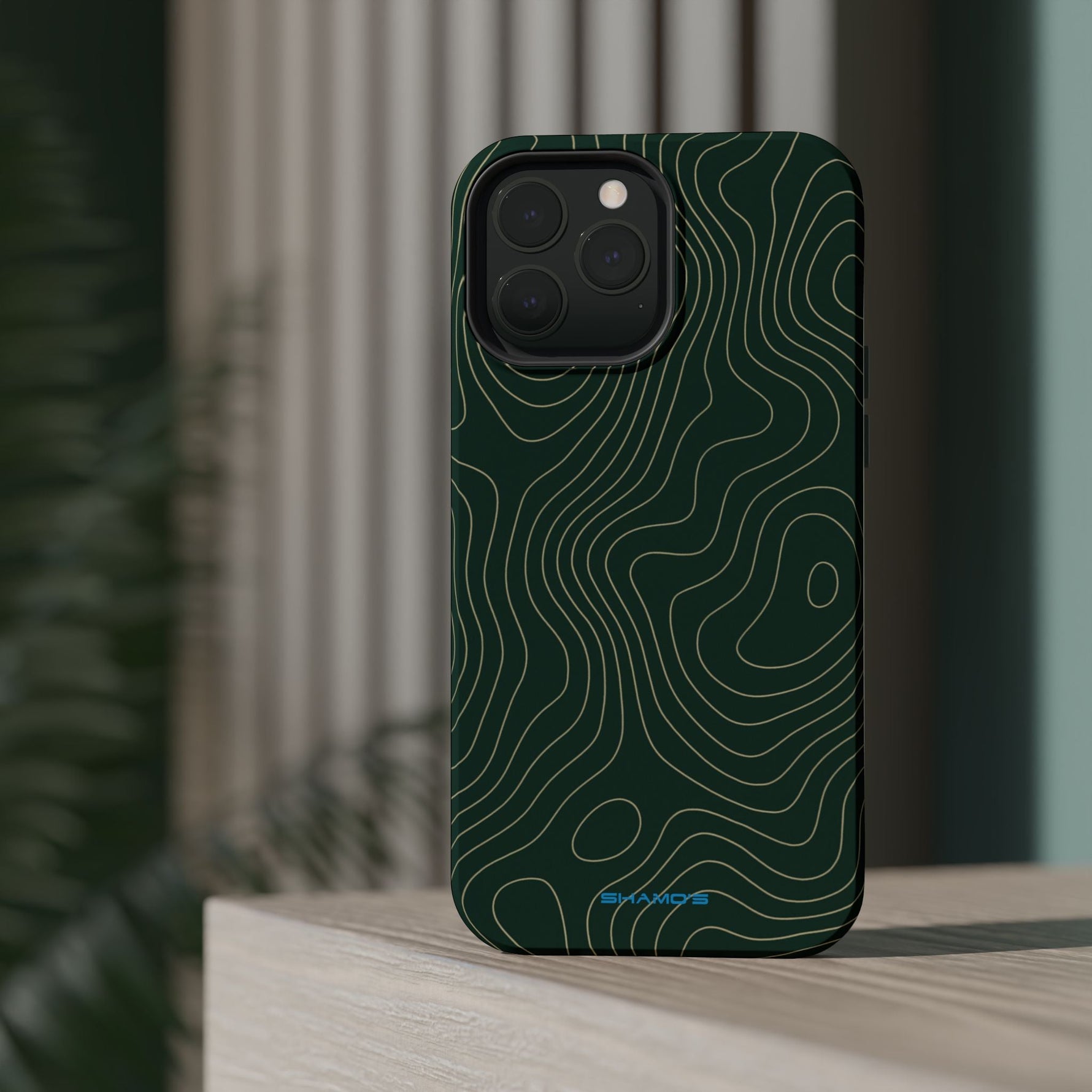Topographic Green Magnetic Impact-Resistant iPhone Case | MagSafe compatible  Shamo's