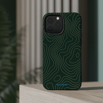 Topographic Green Magnetic Impact-Resistant iPhone Case | MagSafe compatible  Shamo's