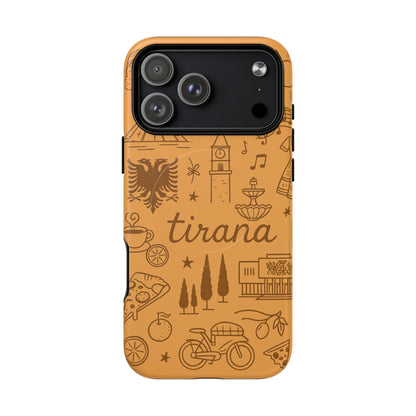 Tirana Illustrated Hand-Drawn iPhone Case — Albanian Landmarks & Icons | MagSafe compatible