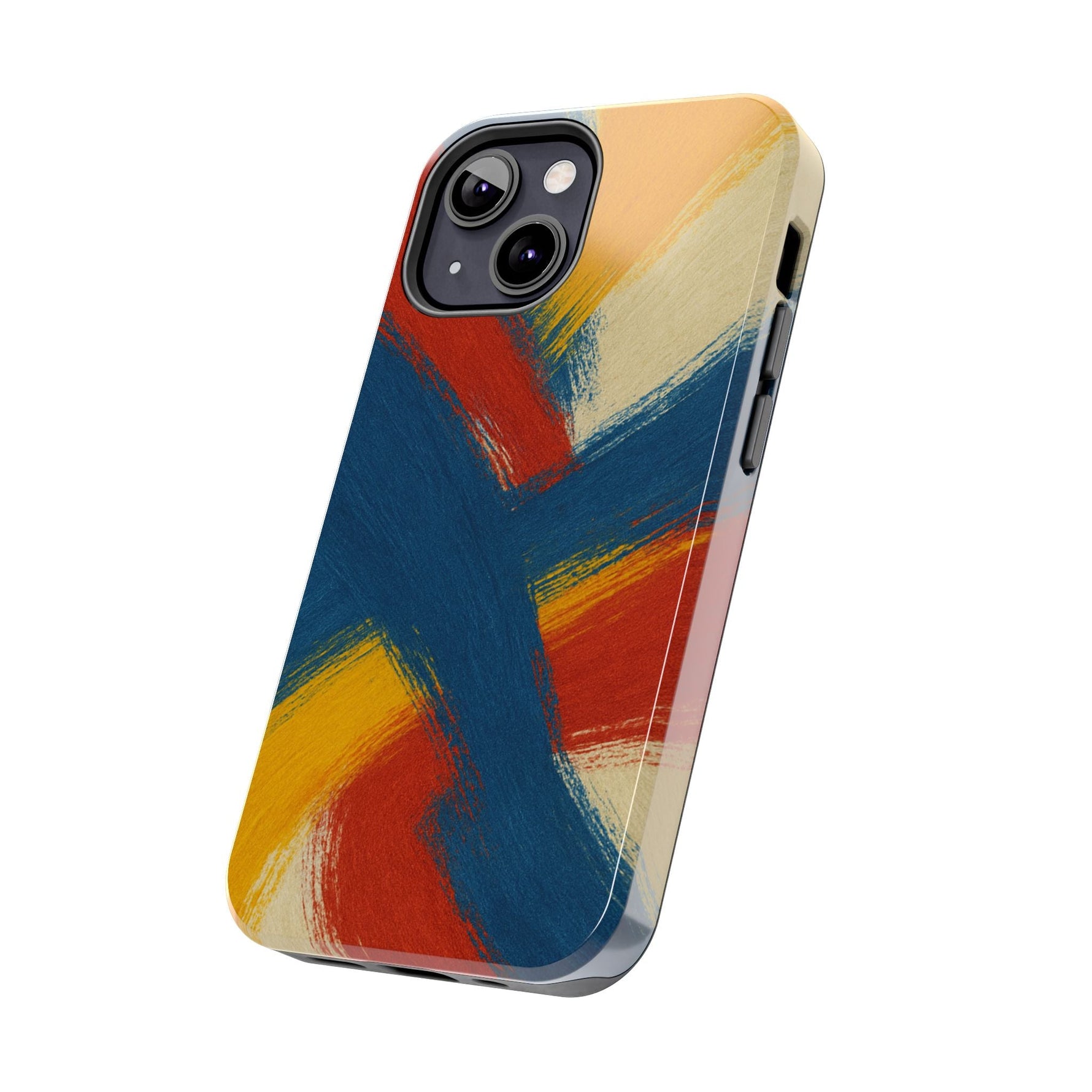 Abstract Brushstroke Tough Phone Case — Colorful Red, Blue & Yellow Protective Cover  Shamo's