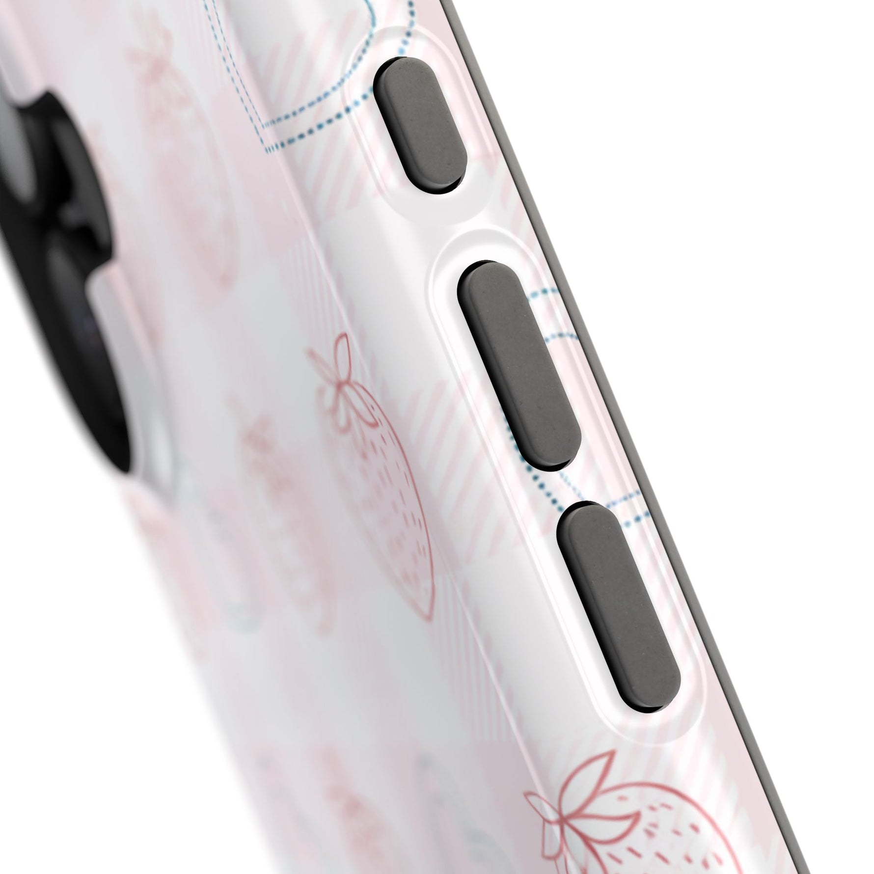 Strawberry Hearts MagSafe Compatible Phone Case | 'Paint it your way' Pink Plaid Impact-Resistant