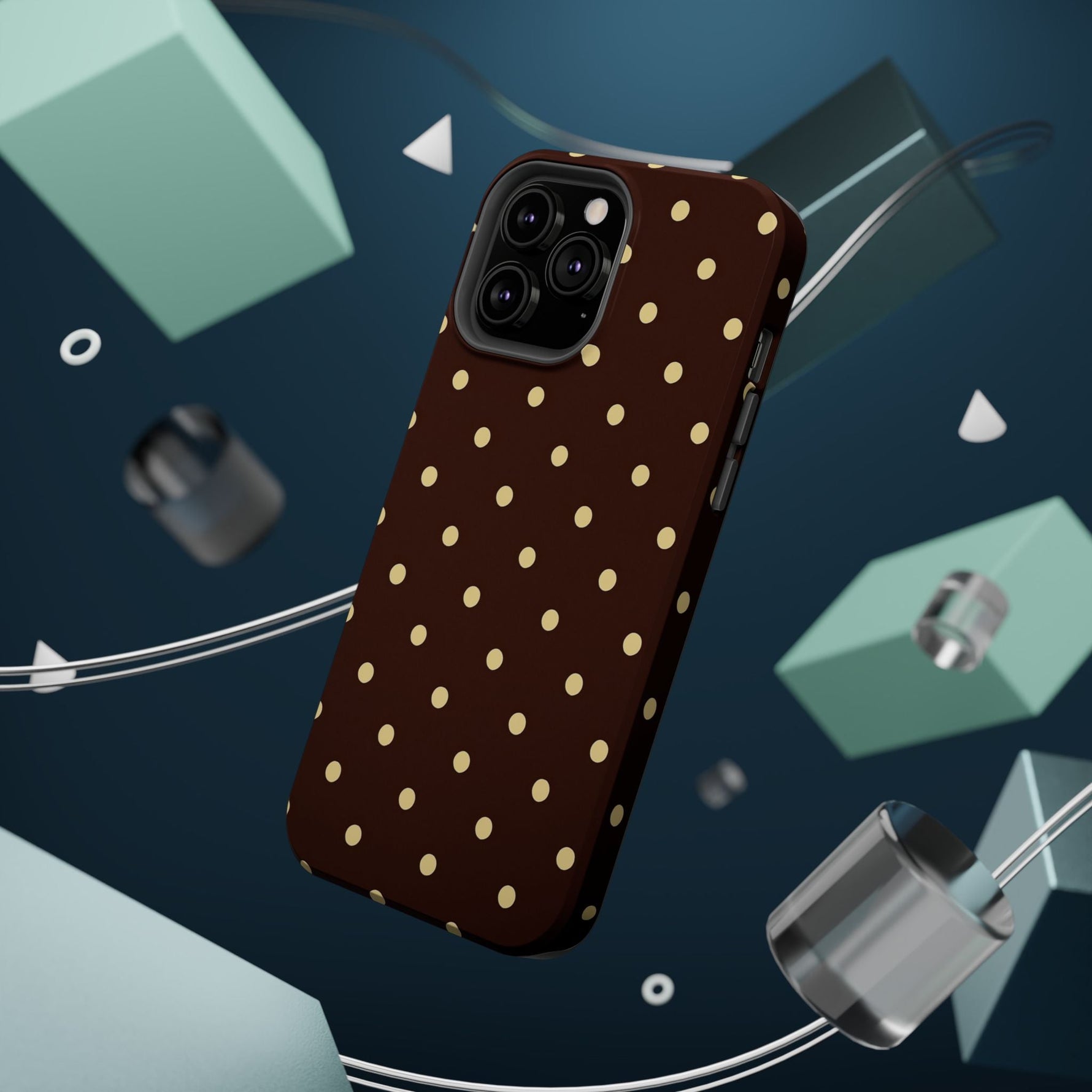 Polka Dot iPhone Case — Brown & Cream Protective Cover with MagSafe compatibility  Shamo's