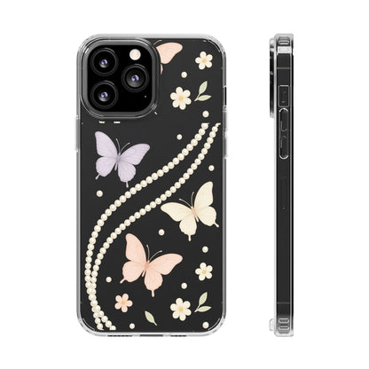 Butterfly Pearl Impact-Resistant Clear iPhone Case - Shamo's