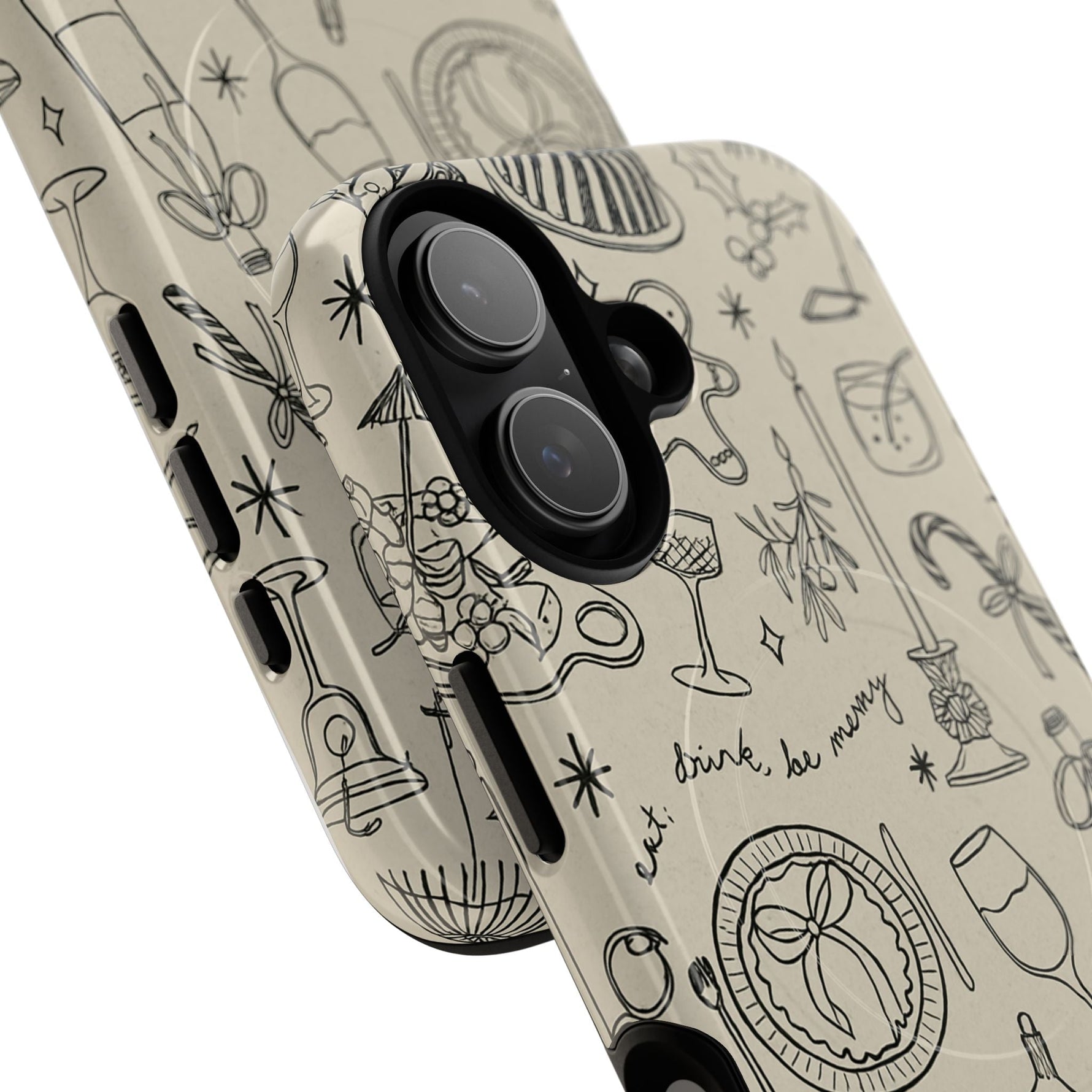 Festive Doodle iPhone Case (’drink, be merry’ Holiday Design) | compatible with MagSafe  Shamo's
