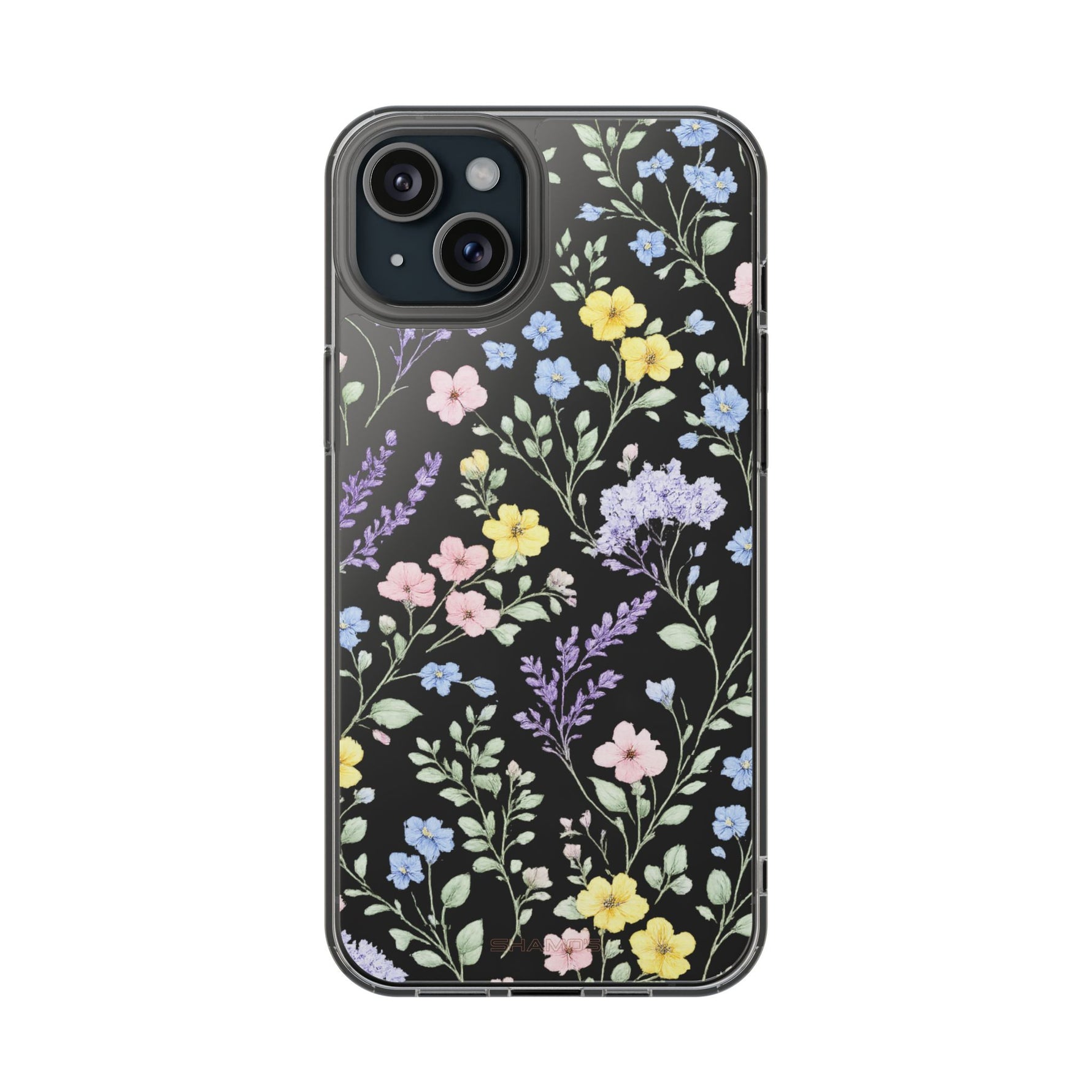 Clear Floral Impact-Resistant Phone Case — Pastel Wildflower Design