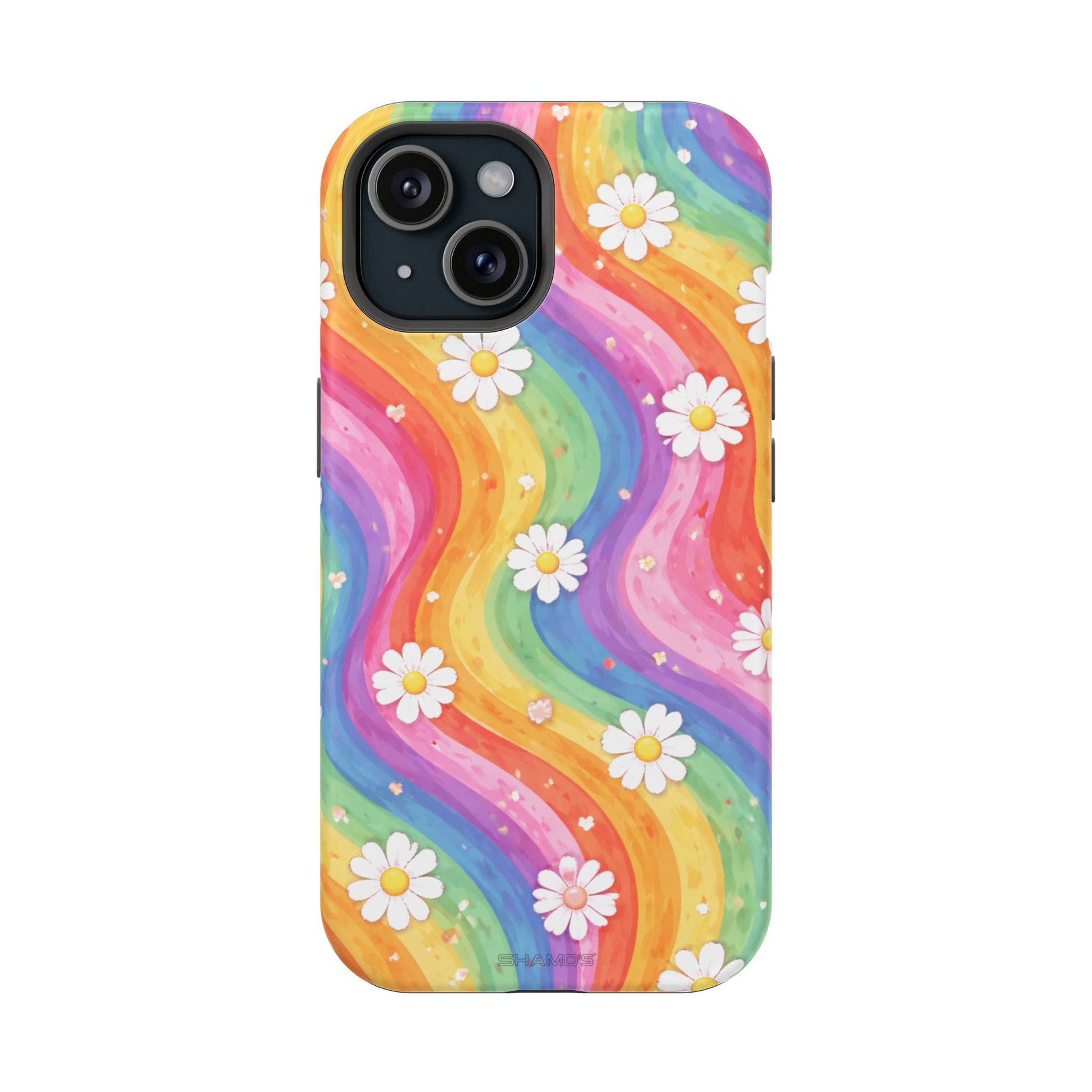Rainbow Daisy Magnetic Impact-Resistant Phone Case with MagSafe Compatibility - iPhone 15 / Matte - Shamo's