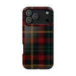 Funda para iPhone resistente a impactos con diseño de cuadros escoceses rojos y verdes con MagSafe