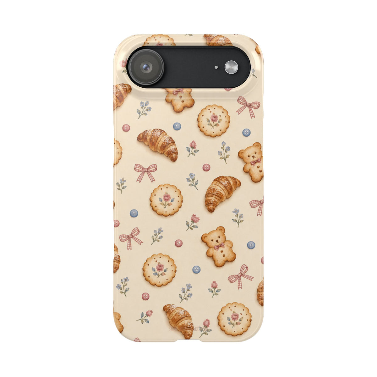 Slanke iPhone-hoes — knus bak- en teddybeerpatroon (recept, hert, knopen)